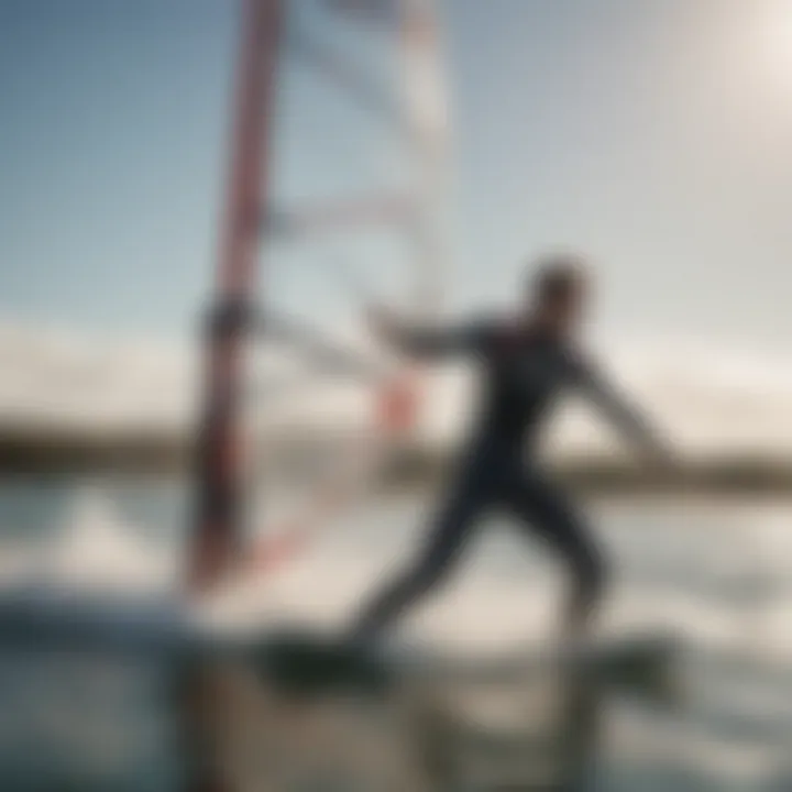 A windsurfer testing a wetsuit in dynamic water conditions