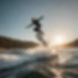 Dynamic wing surf foil board in action on the water