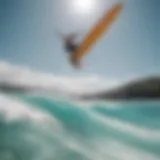 Wing surfer in action on turquoise waters