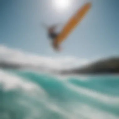 Wing surfer in action on turquoise waters